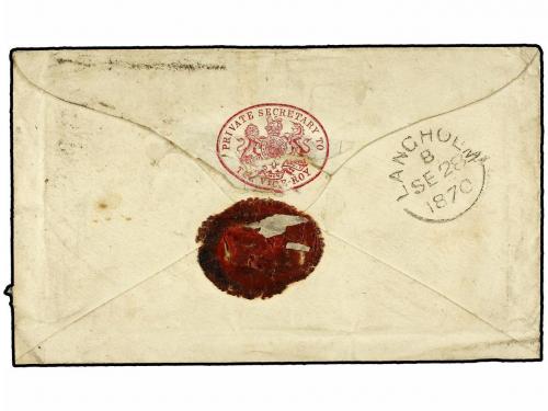 ✉ GRAN BRETAÑA. 1870. LANGHOLM to LONDON. 1 d. red (2) redir