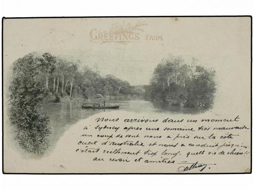 ✉ AUSTRALIA. 1901. SYDNEY to BAYONNE (France). 1 d. red card
