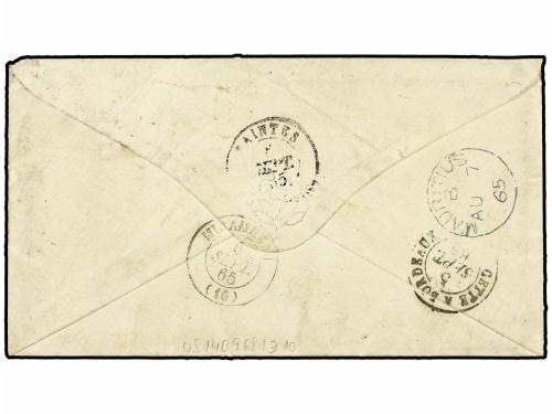 ✉ MAURICIO. Sg. 35 (2). 1865. MAURITIUS to FRANCE. 4 d. rose