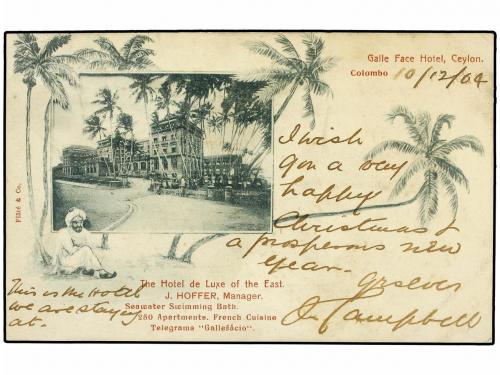 ✉ CEILAN. 1904. GALLE to LONDON. Postcard franked with 6 cen
