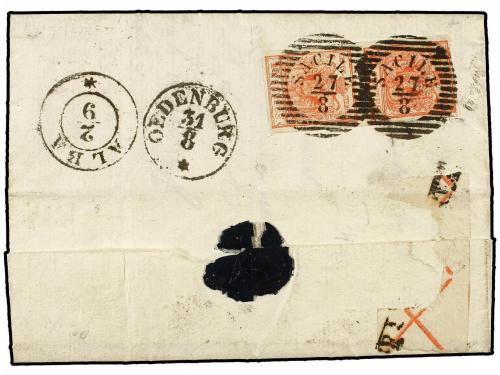 ✉ ITALIA ANTIGUOS ESTADOS: LOMBARDO-VENECIA. 1852. SICILE a 