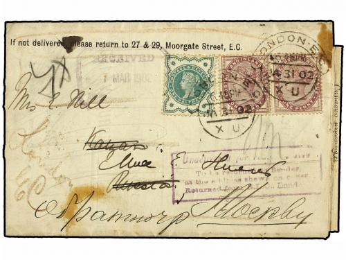 ✉ RUSIA. 1902. LONDON (Great Britain) to RUSSIA. Sent regist