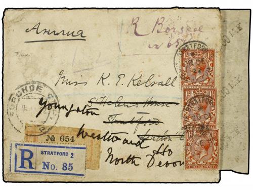 ✉ RUSIA. 1922. RUSSIA to STRATFORD. Franked on back with Rus
