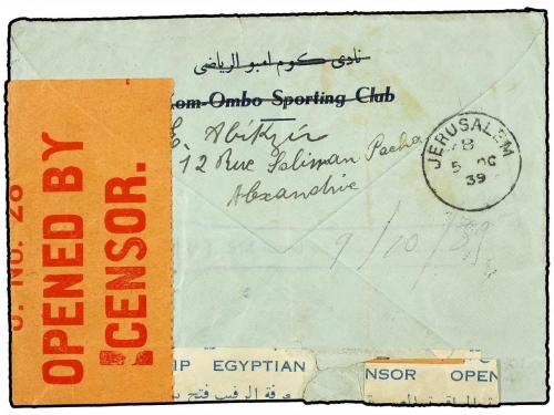 ✉ PALESTINA. 1939. ALEXANDRIA (Egypt) to JERUSALEM. 5 mills 
