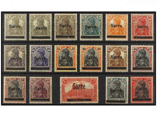 * SARRE. Yv. 1/17. 1920. Complete set (without 14A), hinged.