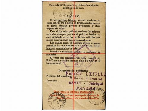 ✉ PANAMA. 1921. DAVID (Panamá) a FRANCIA. Sobre de Certifica
