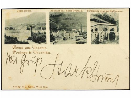 ✉ BOSNIA-HERZEGOVINA. 1899. TRAVNIK to ANCONA (Italy). Postc