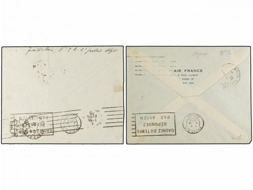 ✉ ARGELIA. 1935 (1-4). ALGER a PARÍS. Dos cartas circuladas 