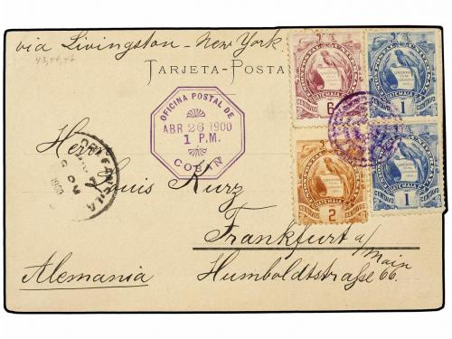 ✉ GUATEMALA. Sc. 43 (2), 44, 47. 1900. COBAN a ALEMANIA. Tar