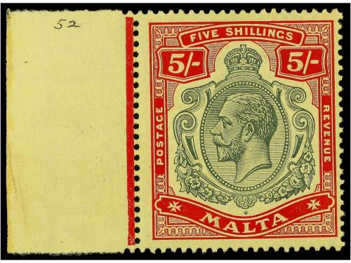 ** MALTA. Sg. 87/88. 1914-21. 2 sh. 6 p. and 5 sh. never hin