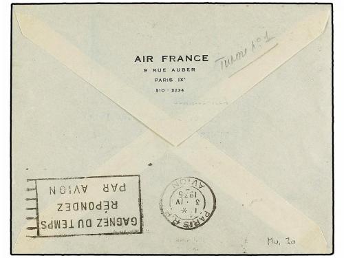 ✉ TUNEZ. 1935. TUNIS a PARÍS. 1,50 Fr. s. 2,55 Fr. circulada