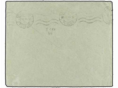 ✉ FRANCIA. 1946. NANCY a TUNIS. 1 Fr. (2) y 2 Fr. marca RETA