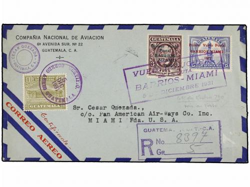 ✉ GUATEMALA. 1931 (5-XII). GUATEMALA a MIAMI (Usa). Serie co