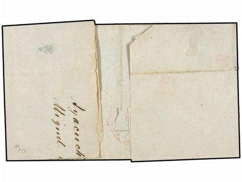 ✉ PERU. Sc. 10. 1862. AYACUCHO a LIMA. 1 peseta rojo, mat.ÓV