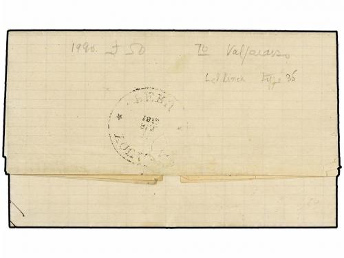 ✉ PERU. Sc. 14. 1862. IQUIQUE a VALPARAISO. 1 dinero verde, 