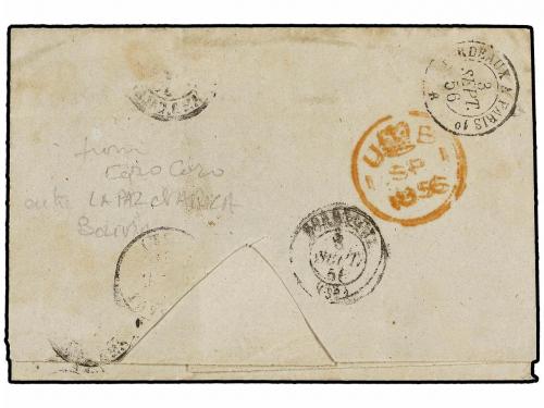 ✉ BOLIVIA. 1856. COROCORO (Bolivia) a PARÍS. Circulada vía P
