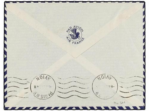 ✉ ITALIA. 1937. VENEZIA a PARÍS. Circulada en el Primer Vuel