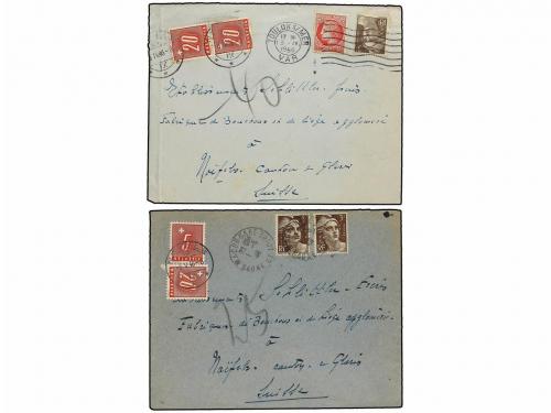 ✉ FRANCIA. 1925-48. 4 covers with swiss postage due stamps. 
