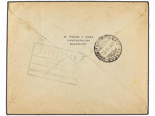 ✉ COLOMBIA. 1927. SCADTA. BARCELONA (España) a BOGOTÁ. Circu