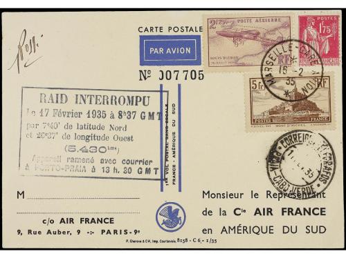 ✉ FRANCIA. 1935. MARSEILLE a AMÉRICA DEL SUR. Primer vuelo m