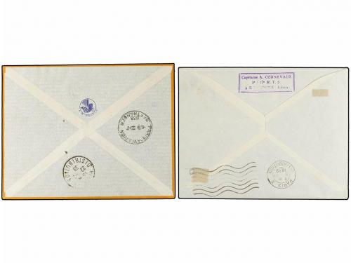 ✉ SIRIA. 1938-39. Dos sobres. Primer vuelo DAMAS-PARIS (19-7