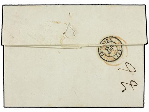✉ GUADALUPE. 1845. POINTE A PITRE a LE HAVRE. Fechadores de 