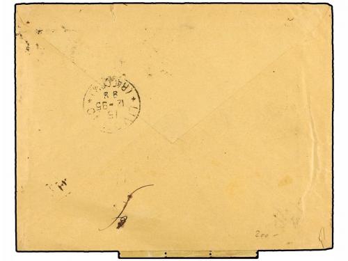 ✉ COLOMBIA. 1895. BARRANQUILLA a ITALIA. 1 ctvo. rojo (3), 2