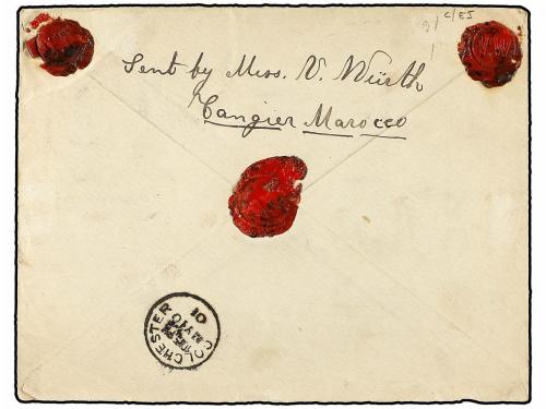 ✉ MARRUECOS. 1901. TANGER a INGLATERRA. 5 cts. verde (3) y 1