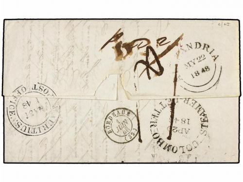 ✉ MAURICIO. 1848. MAURICE to FRANCE. Endorsed "P. Mazeppa. V