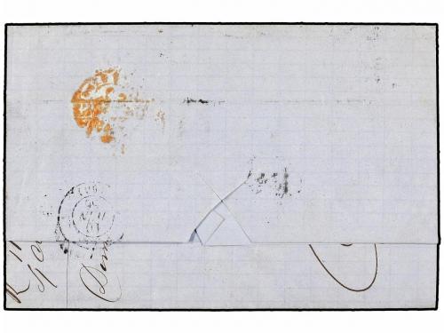 ✉ ESPAÑA. Ed. 81 (2). 1866. GIBRALTAR a PARÍS. 4 cuartos azu