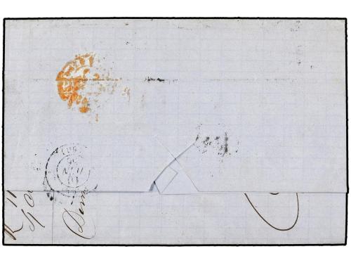 ✉ ESPAÑA. Ed. 81 (2). 1866. GIBRALTAR a PARÍS. 4 cuartos azu