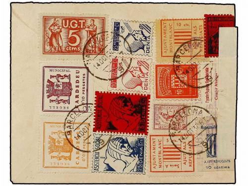 ✉ ESPAÑA GUERRA CIVIL. 1937. BARCELONA a SUIZA. 60 cts. oliv
