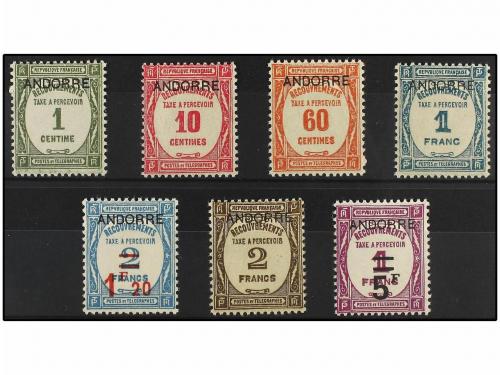 ** ANDORRA: ANDORRA FRANCESA. Yv. T-9/15. 1931-32. Complete 