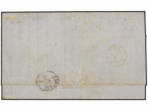 ✉ TUNEZ. 1865. TÚNEZ a LIVORNO. 10 cts. ocre emisión De la R