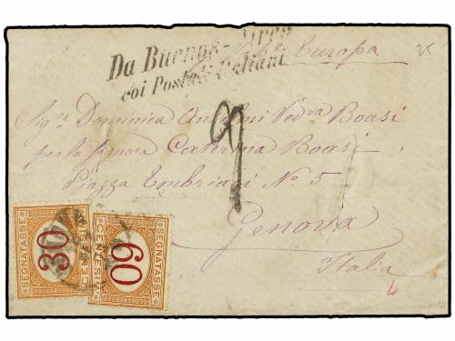 ✉ ARGENTINA. 1874. BUENOS AIRES a GÉNOVA. 5 cts. rojo al dor