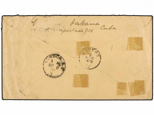 ✉ CUBA. 1900. HABANA a LONDRES. Entero Postal de 2 ctvos. ro