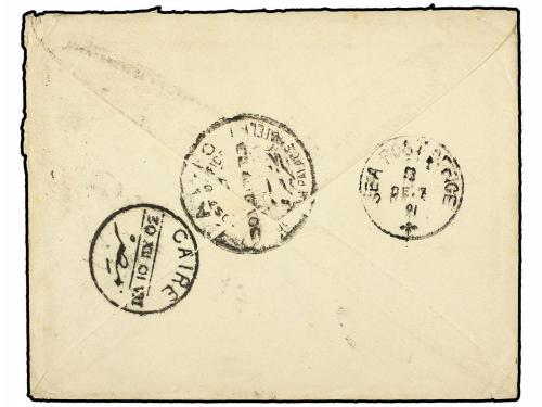 ✉ INDIA. 1901. KARACHI to ENGLAND. 1/2 anna green (2) redire