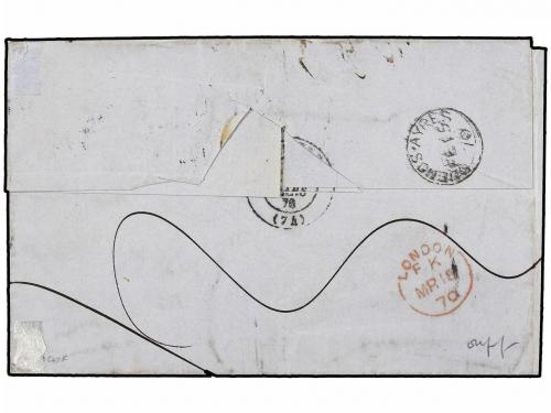 ✉ ARGENTINA. 1870. BUENOS AIRES a FRANCIA. Circulada con sel