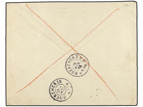 ✉ ALBANIA. 1913. VALONA a ALEMANIA. Carta certificada, espec