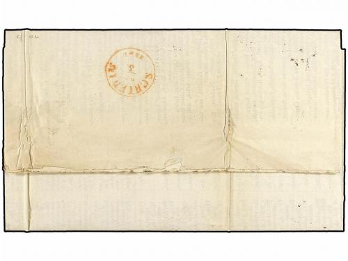 ✉ HOLANDA. Mi. 1. 1852. VALPARAISO (Chile) to SCHIEDAM. Enti