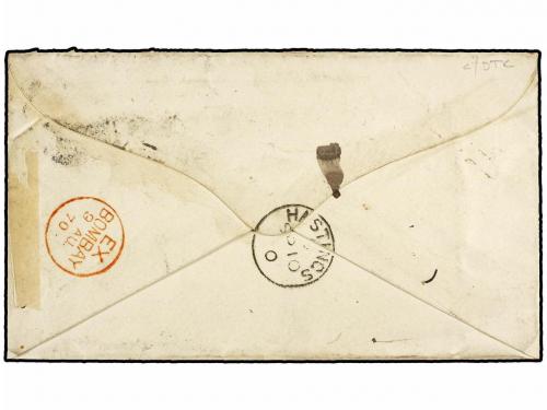 ✉ INDIA INGLESA. Sg. 58. 1870. Cover to HASTINGS at double r