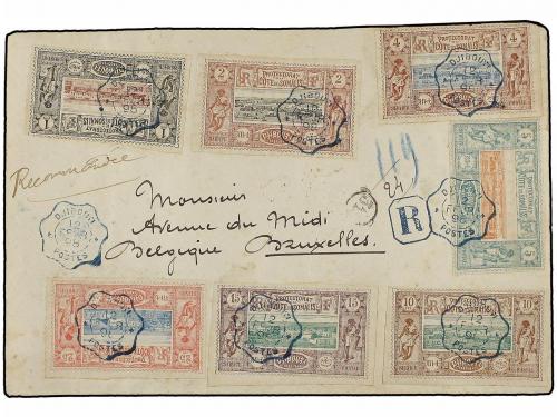 ✉ COSTA DE LOS SOMALIES. Yv. 6/13. 1898. DJIBOUTI a BRUSELAS