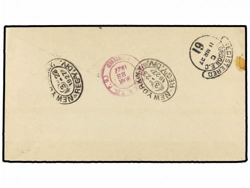 ✉ ZANZIBAR. Sg. 306 (4). 1927. ZANZIBAR to NEW YORK. 20 cts.