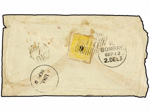 ✉ INDIA PORTUGUESA. Af. 126. 1883 (8 Septiembre). DIU a BOMB