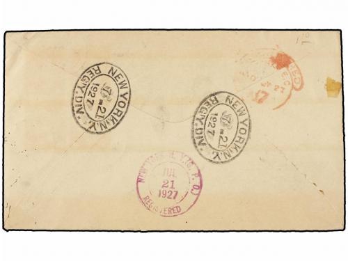 ✉ ZANZIBAR. Sg. 308 (4). 1927. ZANZIBAR to NEW YORK. 50 cts.