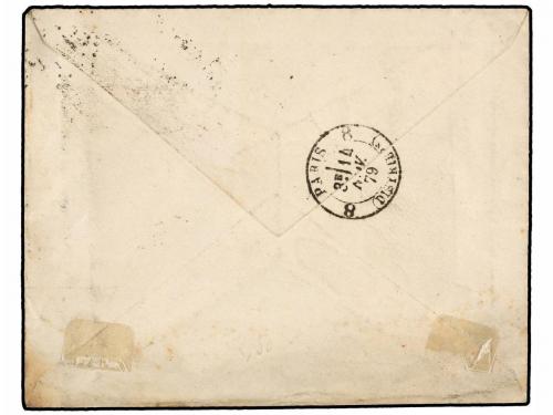 ✉ CHINA. 1879. PEKING a PARÍS, marcas IG. CUSTOMS/PEKING y C