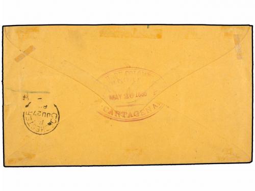 ✉ COLOMBIA. Yv. 74 (5). 1885. CARTAGENA a INGLATERRA. 2 ctvo