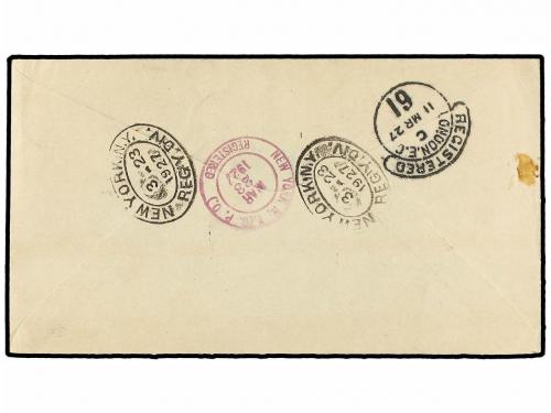 ✉ ZANZIBAR. Sg. 301, 302 (4). 1927. ZANZIBAR to U.S.A. 4 cen