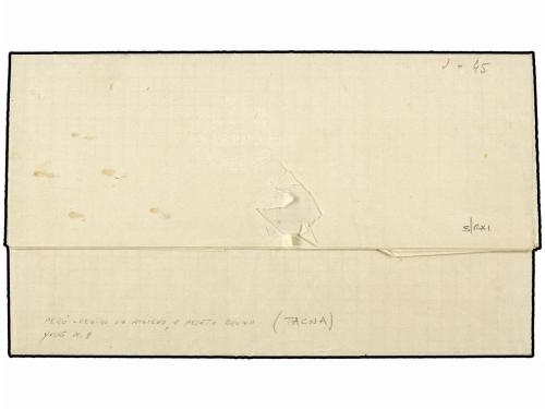 ✉ PERU. Sc. 13. 1867. TACNA a COCHABAMBA. 1 peseta castaño, 