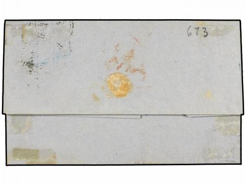 ✉ CHILE. Sc. 5d. 1855. SANTIAGO a VALPARAISO. 10 ctvos. azul